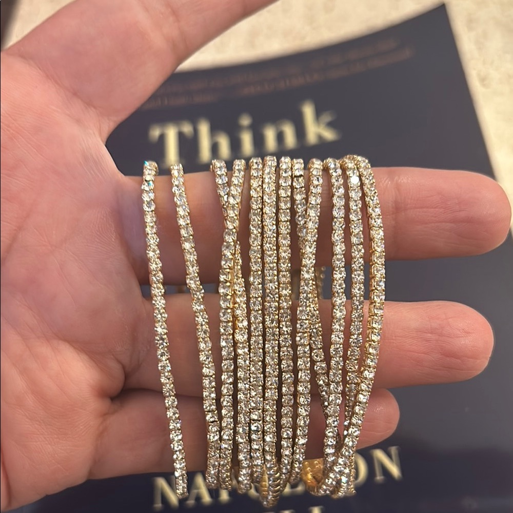 Elegant Gold and Silver Rhinestone Bracelets